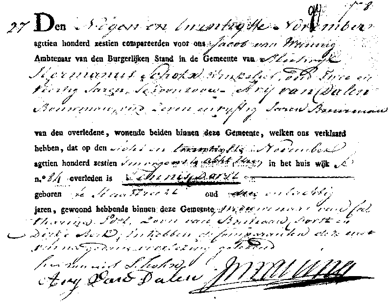 18161129 ovl akte 27 Teunis Dorst wedn Catharina Post